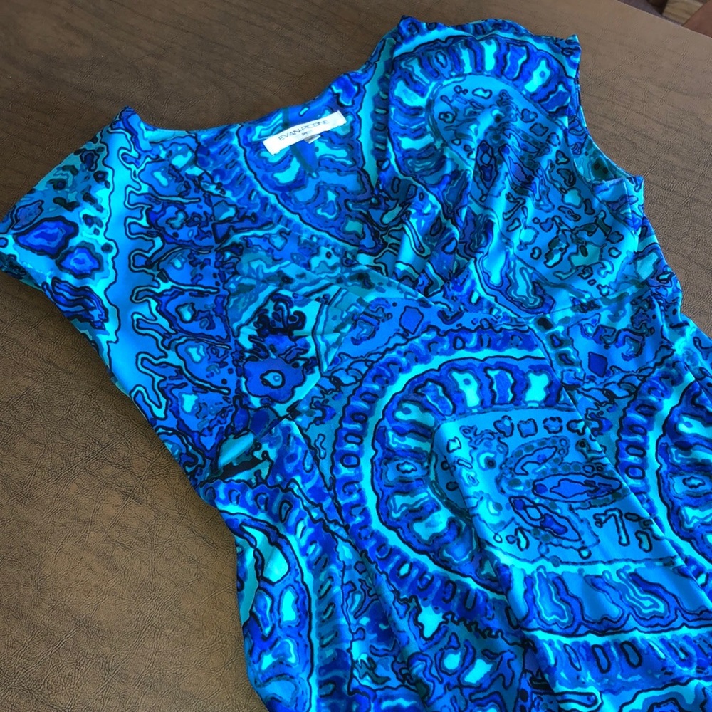 EVAN PICONE Blue Green V-Neck Dress Size 10 - Picture 2 of 8